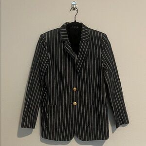 White Pinstripe Denim Women's Blazer